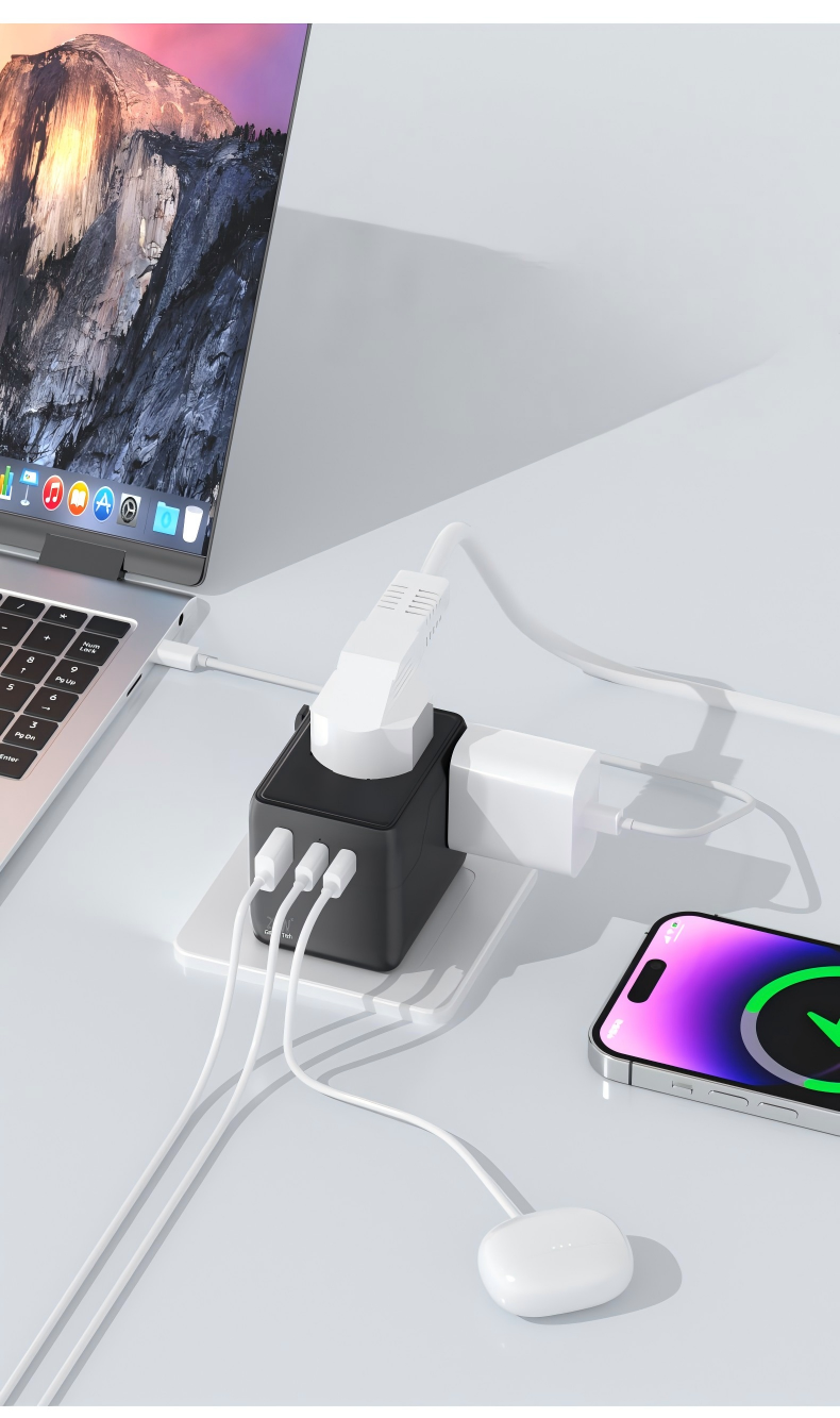 New model conversion plug - 25W GaN fast charging multi-functional European, American and Australian standard compact portable conversion socket GT25