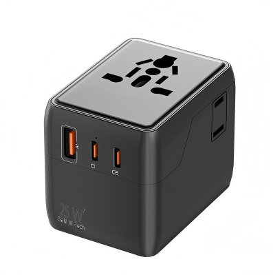 New model conversion plug - 25W GaN fast charging multi-functional European, American and Australian standard compact portable conversion socket GT25